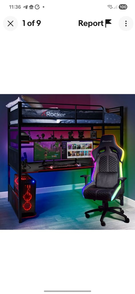image for X rocker bunk bed with computer desk 