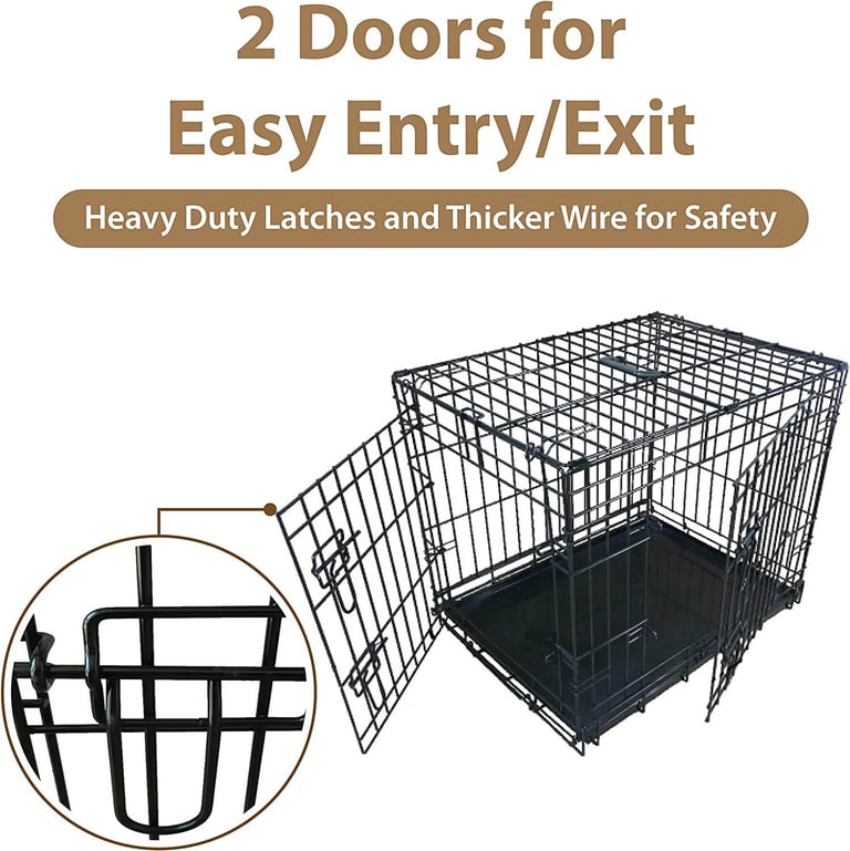XL Dog Crate Cage 2 Door Crate Dog Cage with Removable Metal Tray & Sherpa Cushion