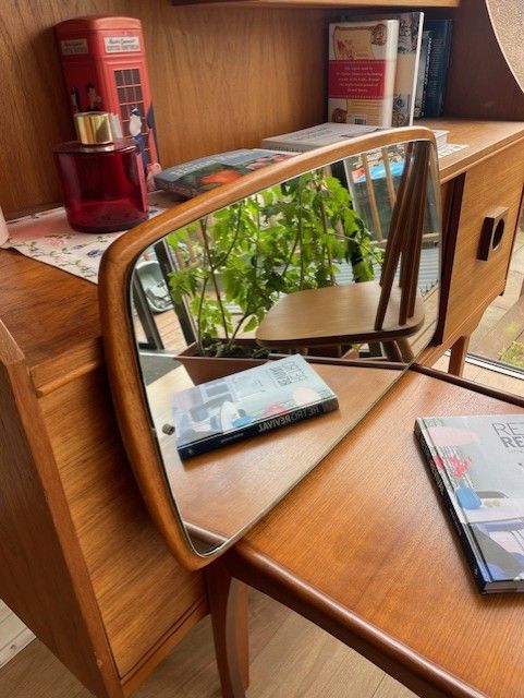 image for Mid century mirror solid teak