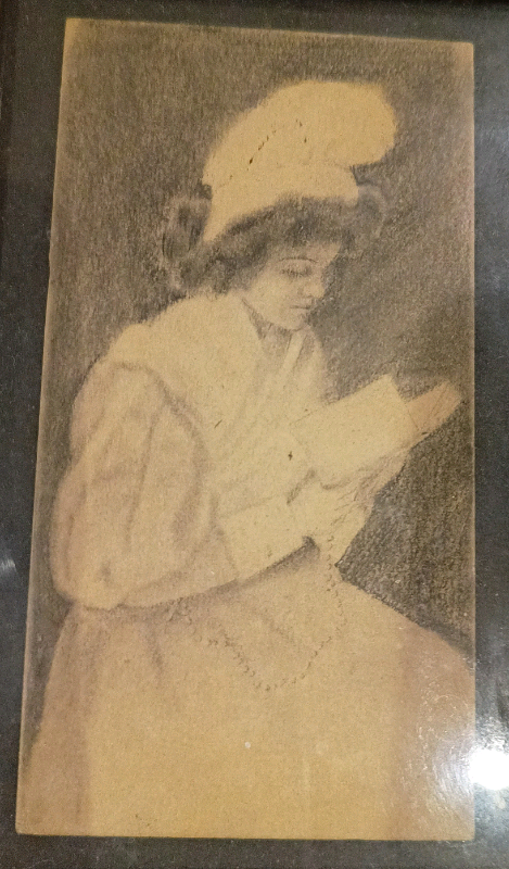 Victorian nurse drawing late 1800s antique pencil drawing