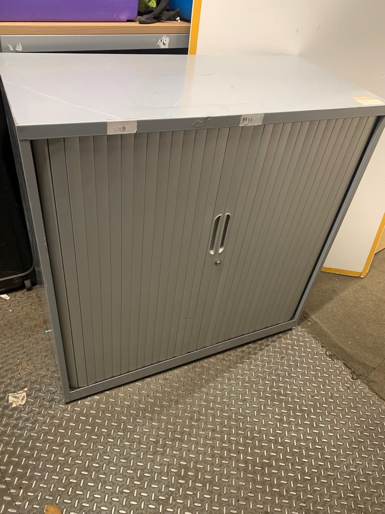 Medium high Sliding door cupboards and filing cabinets (2 available) 100cm wide, 47cm deep, 