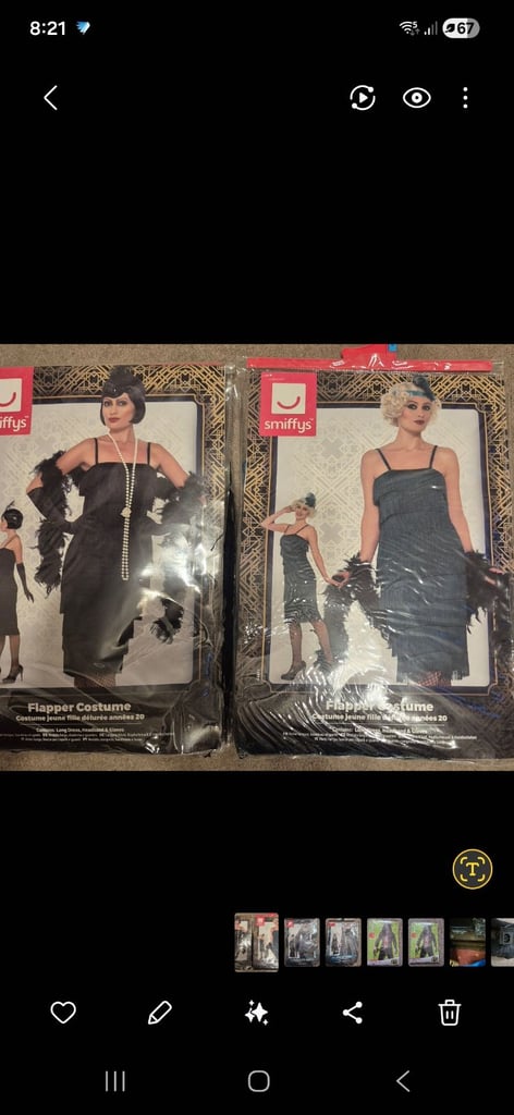 image for 2 x Flapper costumes one Black & one green