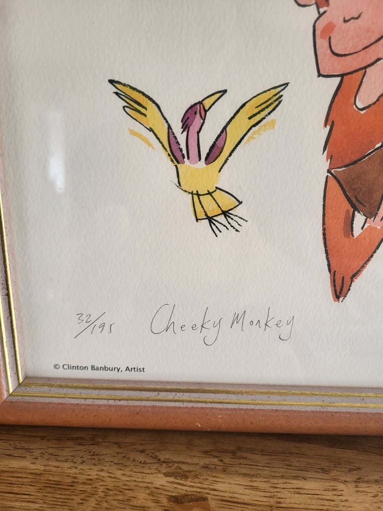 Cheeky monkey limited edition signed print Clinton Banbury