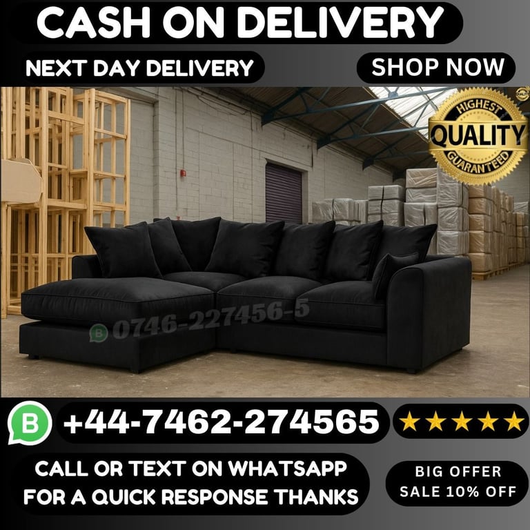 image for Halloween Mega Sale: Luxurious Plush Velvet Corner & 3+2 Seater Sofas!