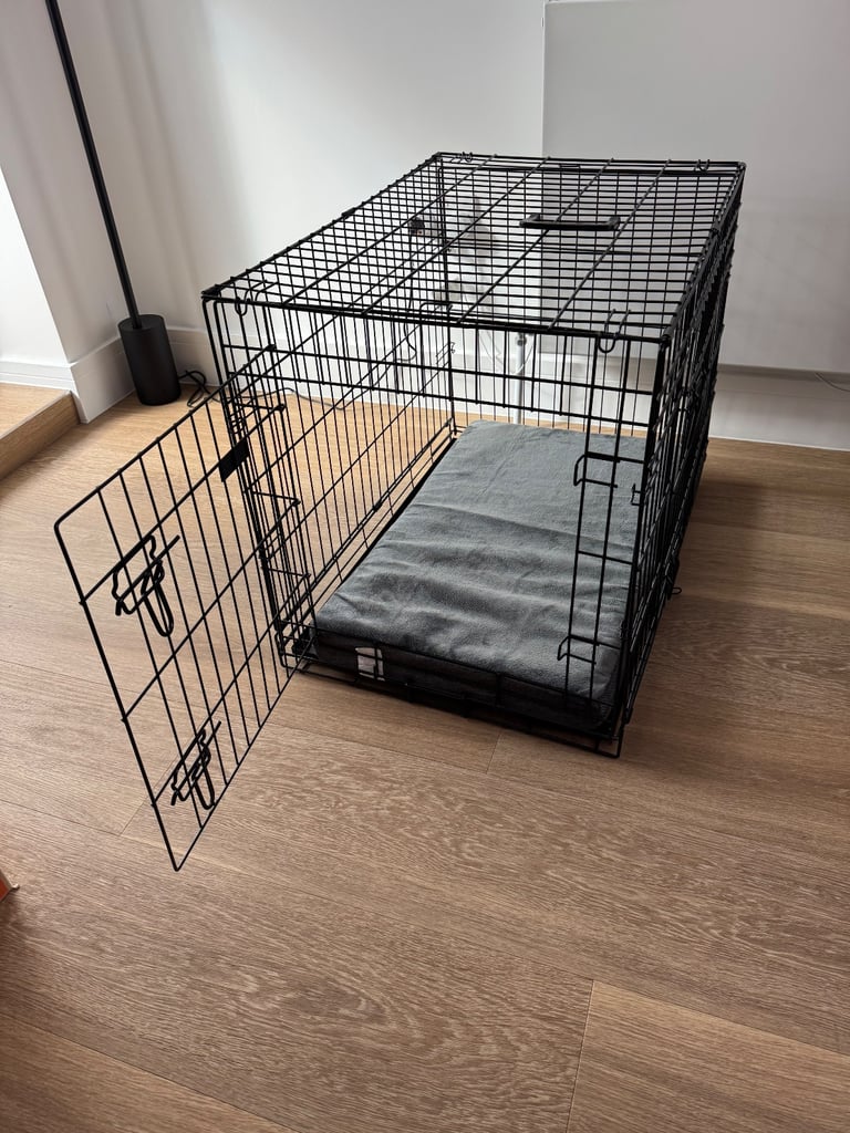 Foldable dog crate Medium Size, cover and memory foam cushion