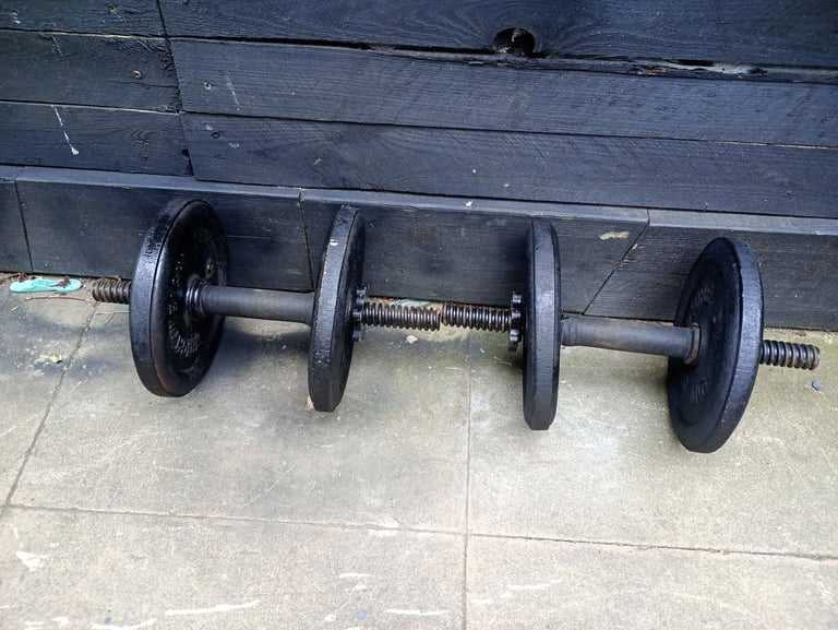 image for Cast iron dumbbells weights set 2 x 10 kg 