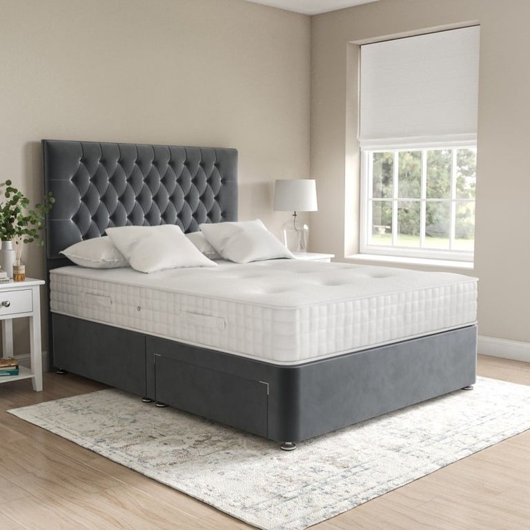 Modern DIVAN 5FT King Size Bed Base ^^ Storage Drawers + Mattress Included ¬¬ 20% Off