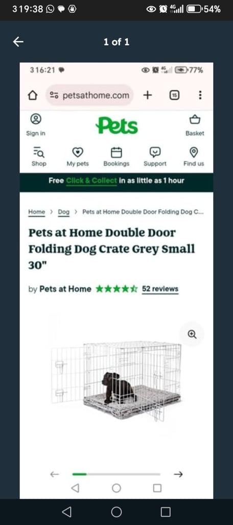 image for Dog Crate double door. Size small. 