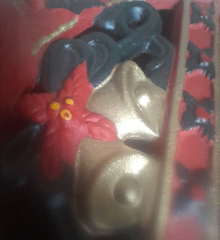 Cast Iron Square Red Stand Victorian Decorated for Real Christmas Tree up to 8ft