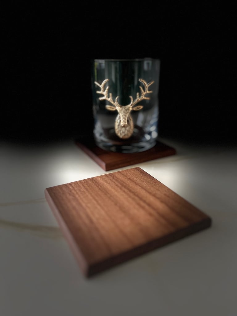 Handmade American black walnut Coasters - Pair 