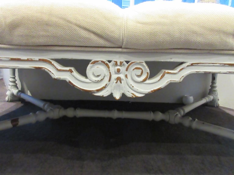 White Padded Large Antique Ottoman Stohl Bench
