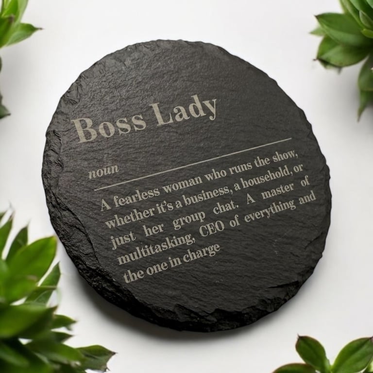 image for Boss Lady Definition Slate Coaster | Teacher | Colleague | Gift | Present | Friend | Family
