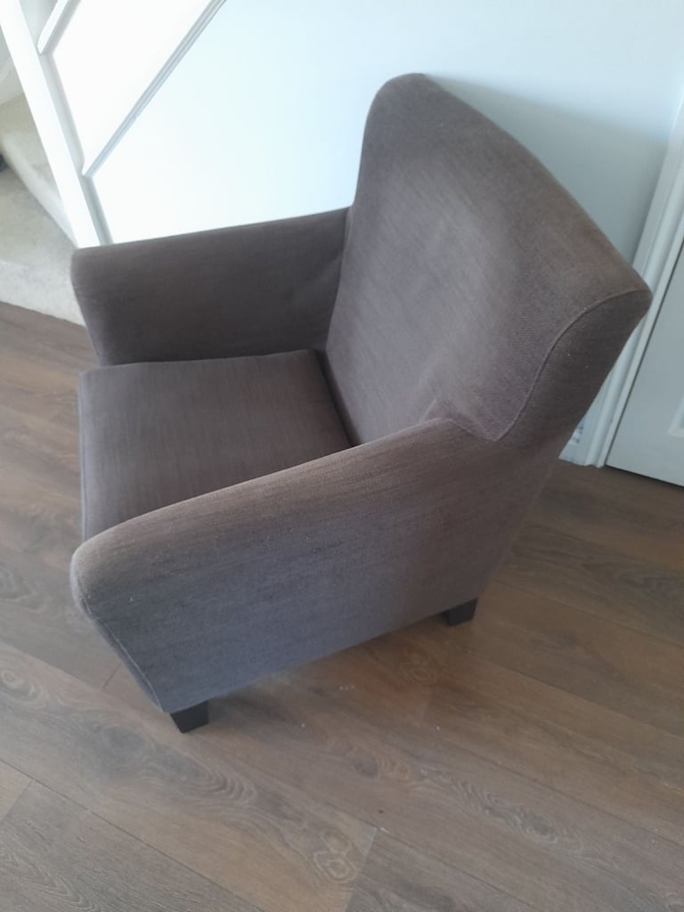 Large Ikea EKENAS Dark Brown Fabric Armchair . 