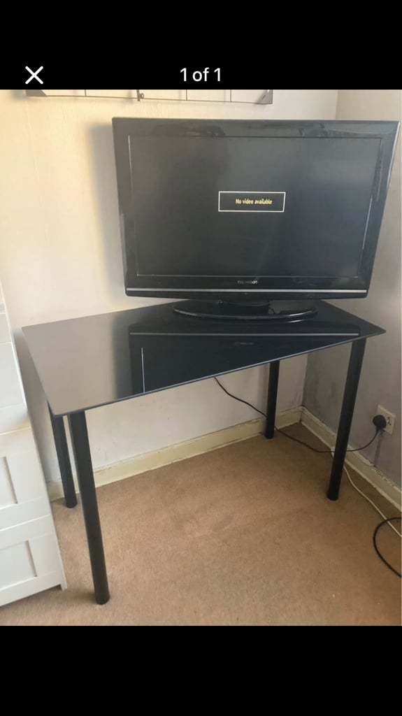 image for IKEA black glass desk 