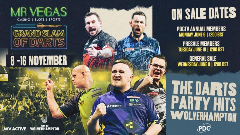 3 x Mr Vegas grand slam of darts seated table tickets 09/11/25 13:00