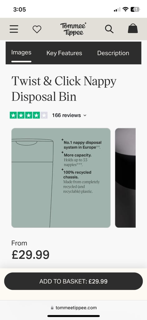Twist & Click Nappy Disposal Bin from Tommee Tippee