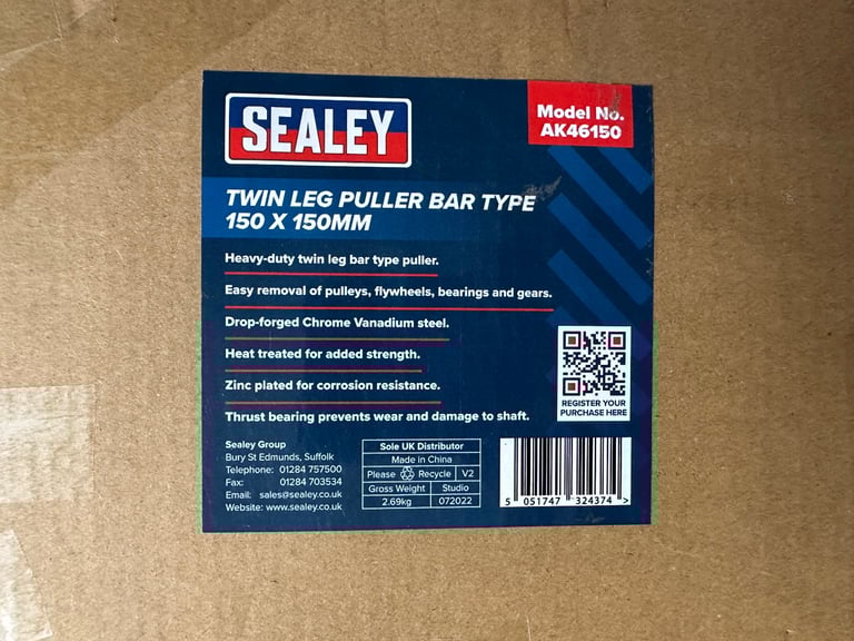 Sealey AK46150 Twin Leg Puller Bar Type 150 x 150mm