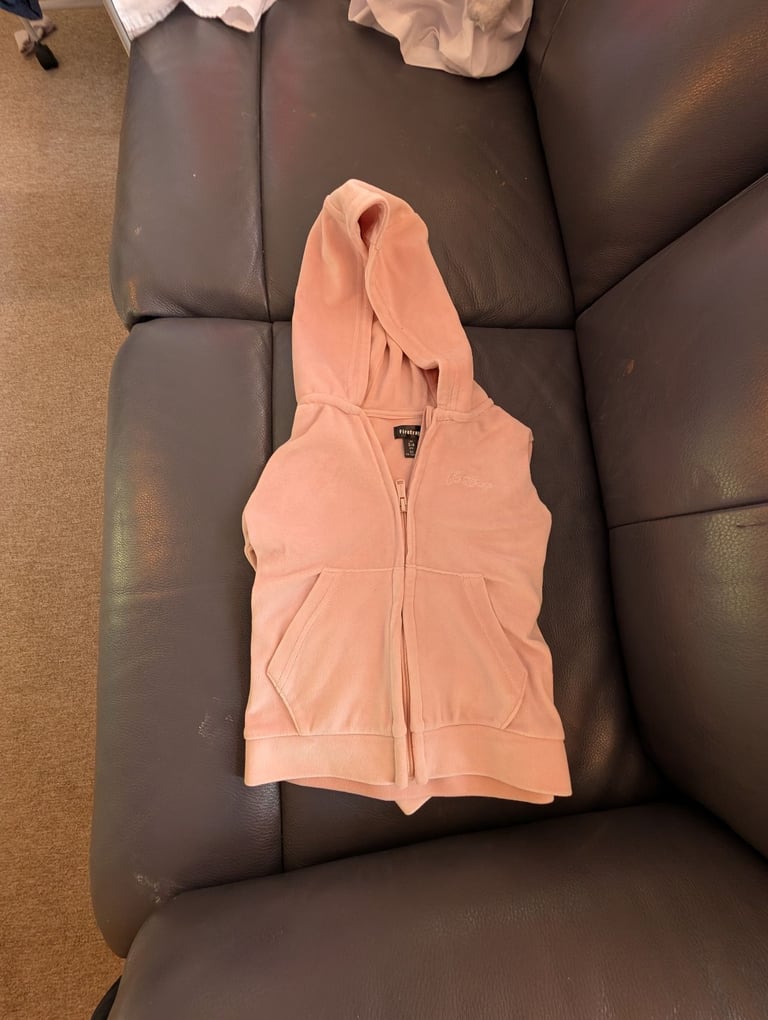 Gorgeous Baby Girl 4 To 5 Yrs Pink Soft Velvet Firetrap Hoodie Fleece Top with Zip & Pockets  