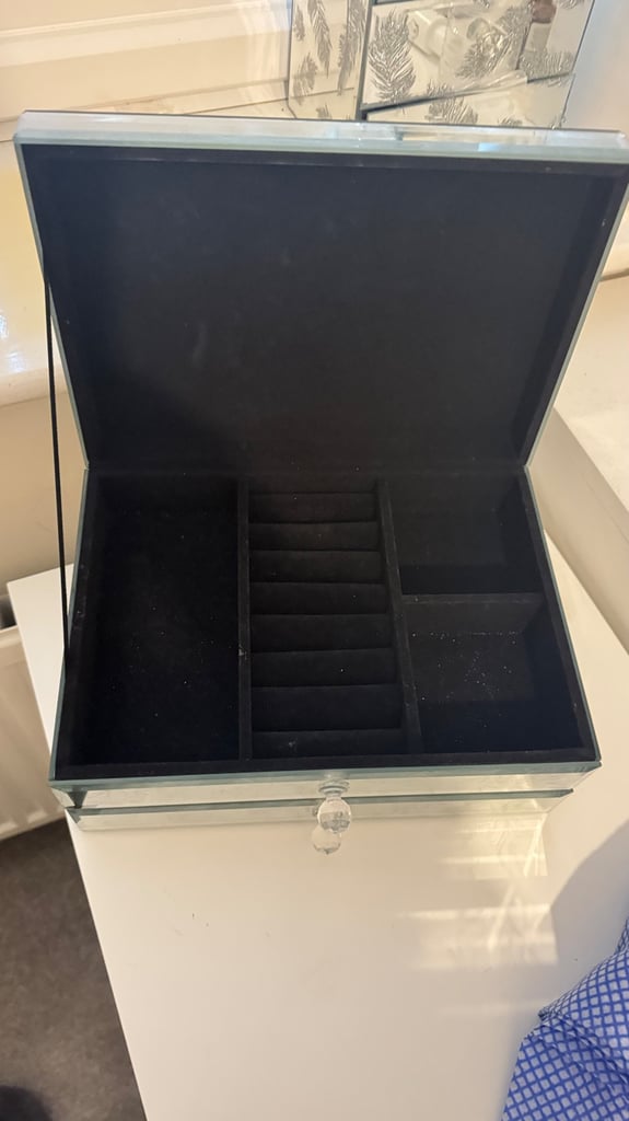 Mirrored feather jewellery box