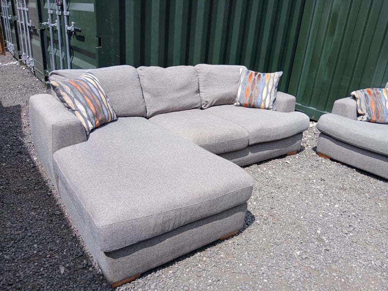 image for Grey DFS 3 seater chaise sofa L shape DELIVERY AVAILABLE 
