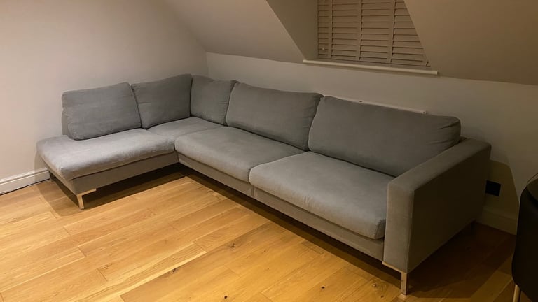 image for Large Grey L-Shaped Sofa – Good Condition – Must Go!