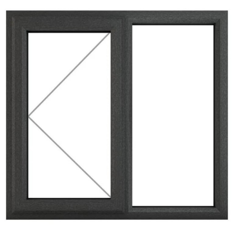 Grey uPVC Casement Clear Glazed Window - 1190mm x 1190mm