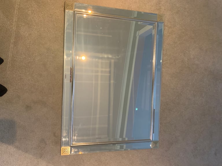 image for Large frameless mirror with corner detailing