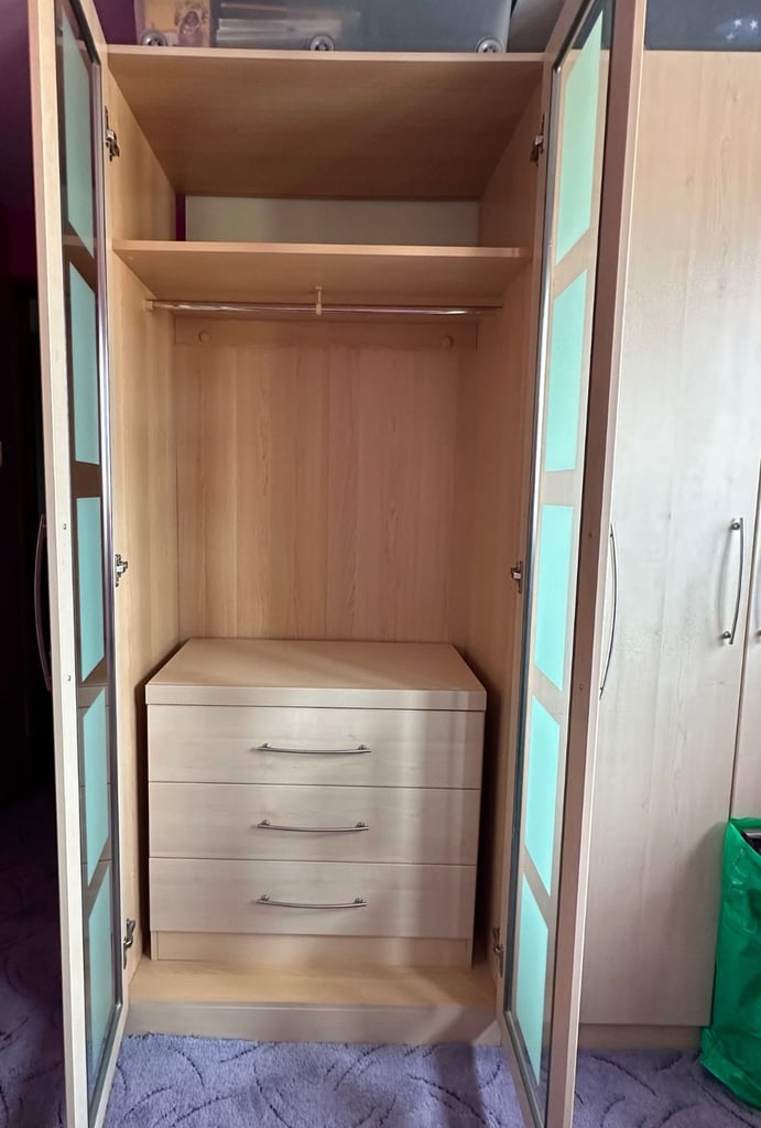 Bedroom Wardrobes, wall cabinets and drawer unit.