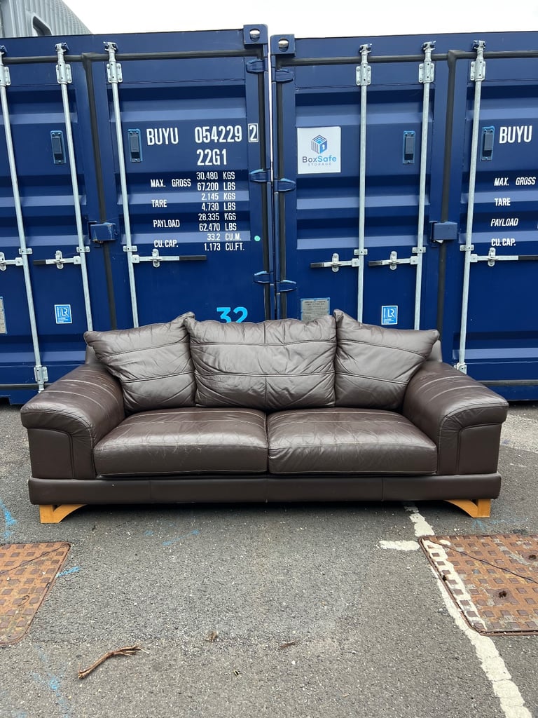 image for Large brown leather sofa