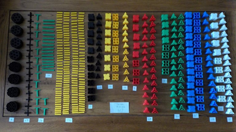 Vintage Mottik Construction Building Pegs, Wheels & Blocks. 417 Total Pieces (Bexley)