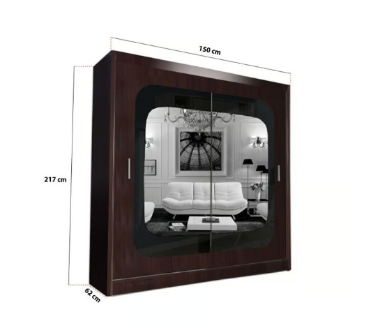 Brand New - Chelsea Mirror Sliding Door Wardrobe - Wenge- SAME/NEXT DAY DELIVERY