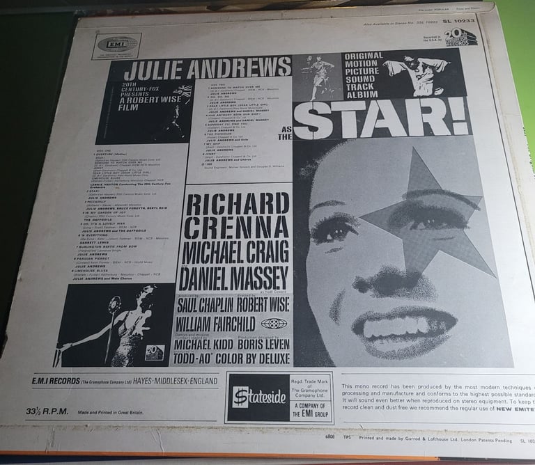 JULIE ANDREWS as the STAR! - ORIGINAL MOTION PICTURE SOUND TRACK On STATESIDE 