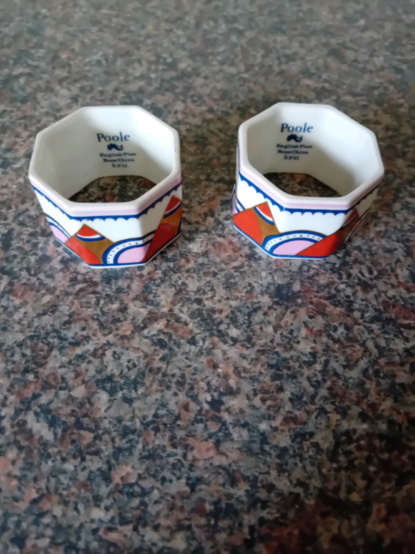 Two Poole pottery napkin rings very good condition