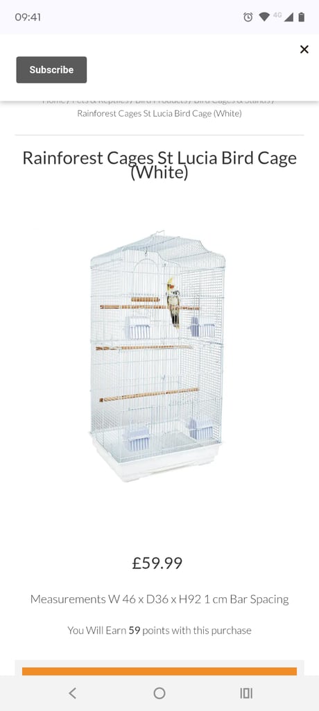 Rainforest quality cockatail budgie cage and stand brand new