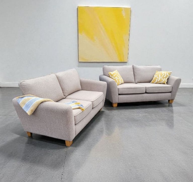 Beige 3 seater sofas x 2 DELIVERY AVAILABLE