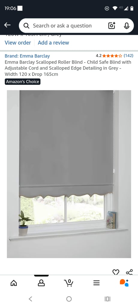 image for Grey Scalloped Roller Blind Brand New