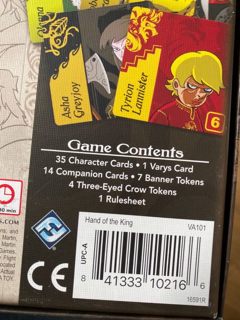 A GAME OF THRONES : HAND OF THE KING CARD GAME (2016), Fantasy Flight Games, OPENED NEVER PLAYED
