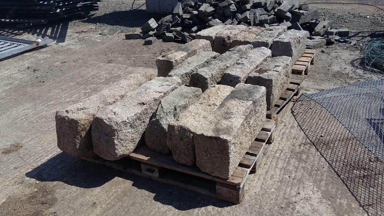 Bangor Blue slates chimney pot's granite step kerbs scill cobblestone roof ridge floor tiles  