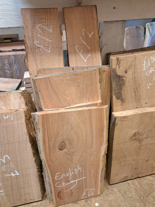 English and black cherry hardwood WANEY live edge slab off cuts available 🍒 
