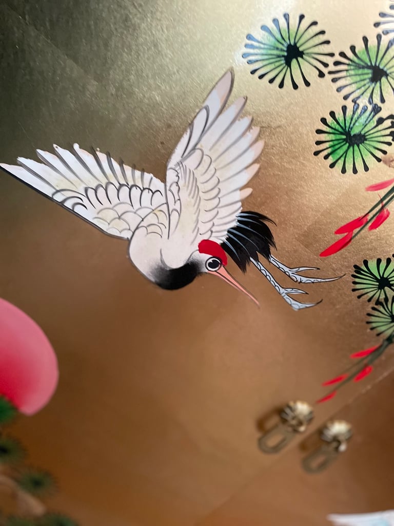 image for Hand Painted Cranes oriental cabinet