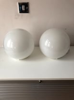 Pair of white glass lamps
