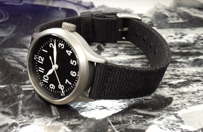 A  'World War 2 - A11' Style Homage Quartz Watch With Sweeping Seconds Hand.