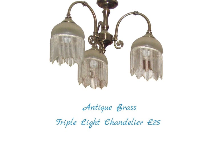 image for Triple Light Antique Brass Chandelier
