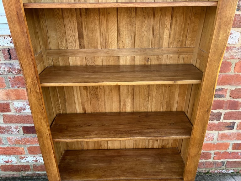 Rustic Solid Oak Tall Bookcase - Excellent Condition 
