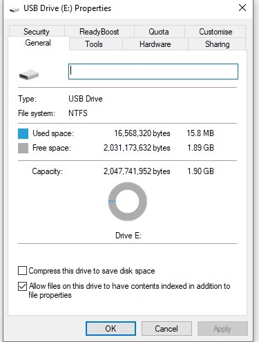 Sandisk cruzer micro 2gb USB memory stick