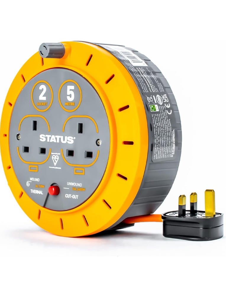 STATUS 5 Meters, 10 A Double Socket Cassette Reel with Thermal Out