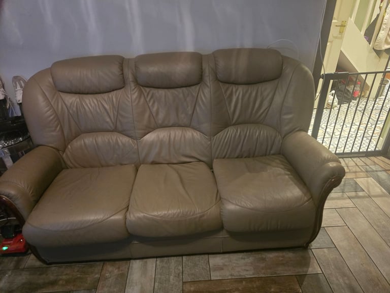 image for 3 seater leather and 2 chairs FREE