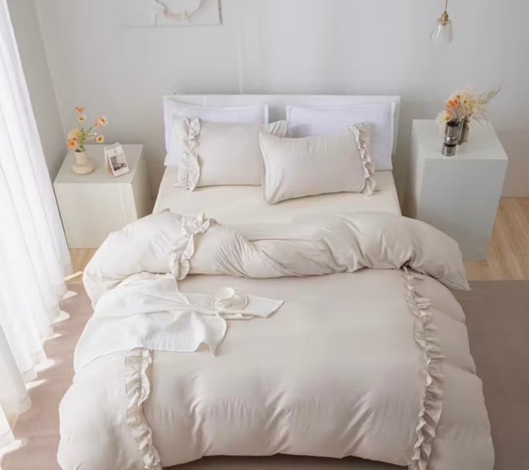 2 Brand New Bedding Sets – Beige + Grey (Never Opened)