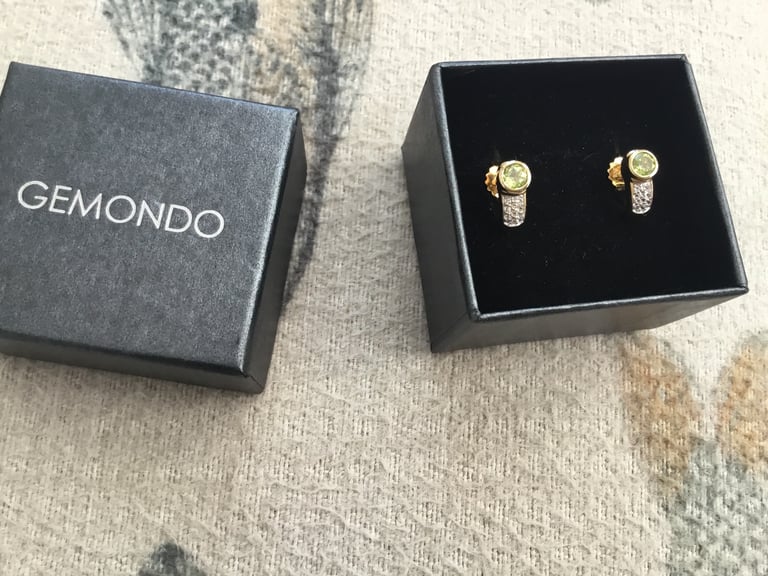 image for Gold plated over sterling silver, peridot and topaz earrings, NEW