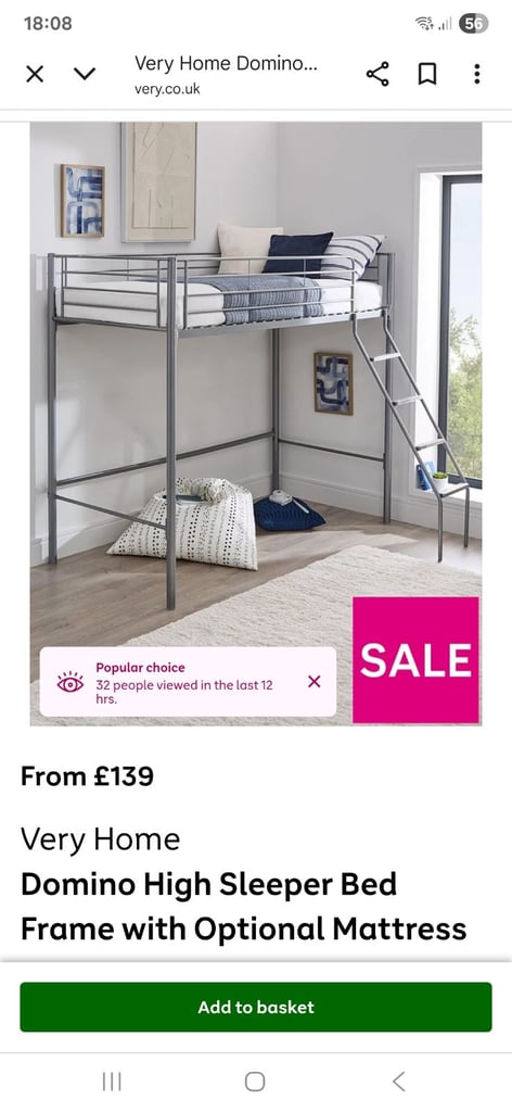 image for Metal high sleeper bed